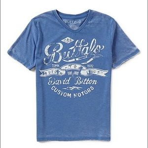 Buffalo David Bitton-Buffalo Custom Motors-blue/white distressed print t-shirt L